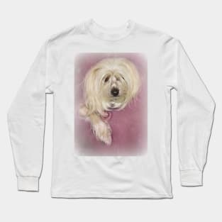 Chinese Crested Dog on Pink Long Sleeve T-Shirt